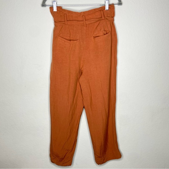 Madewell Orange Linen-Blend Paperbag Pants - Picture 8 of 8